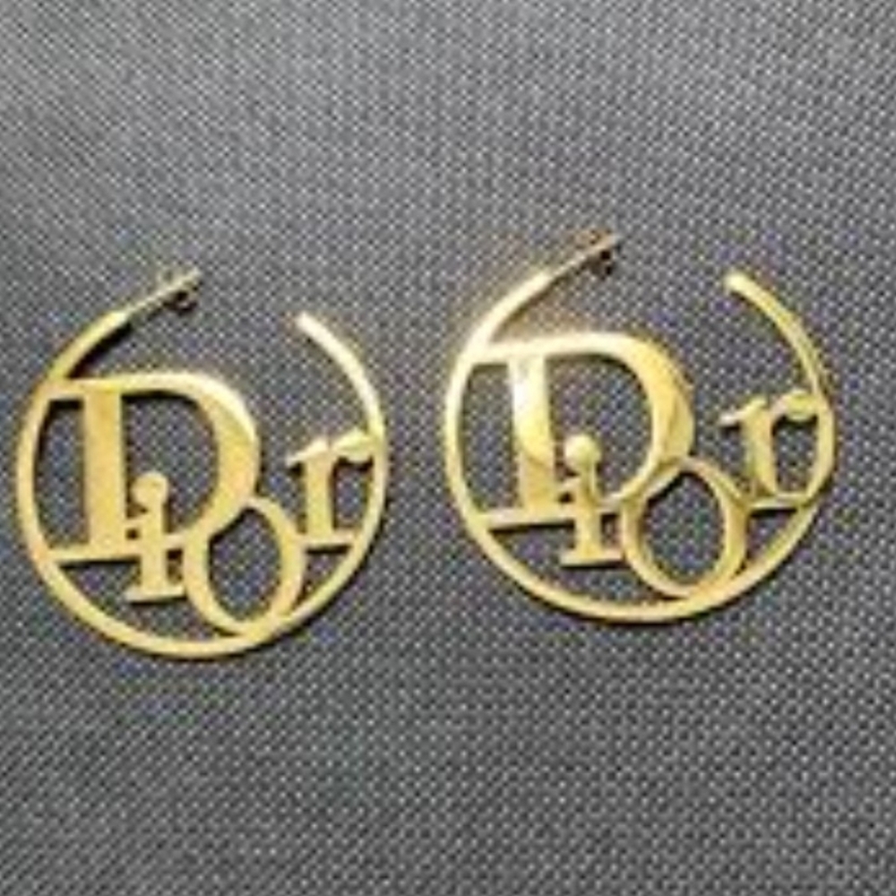 Gold DIOR Hoop Earrings - Picture 5 of 6